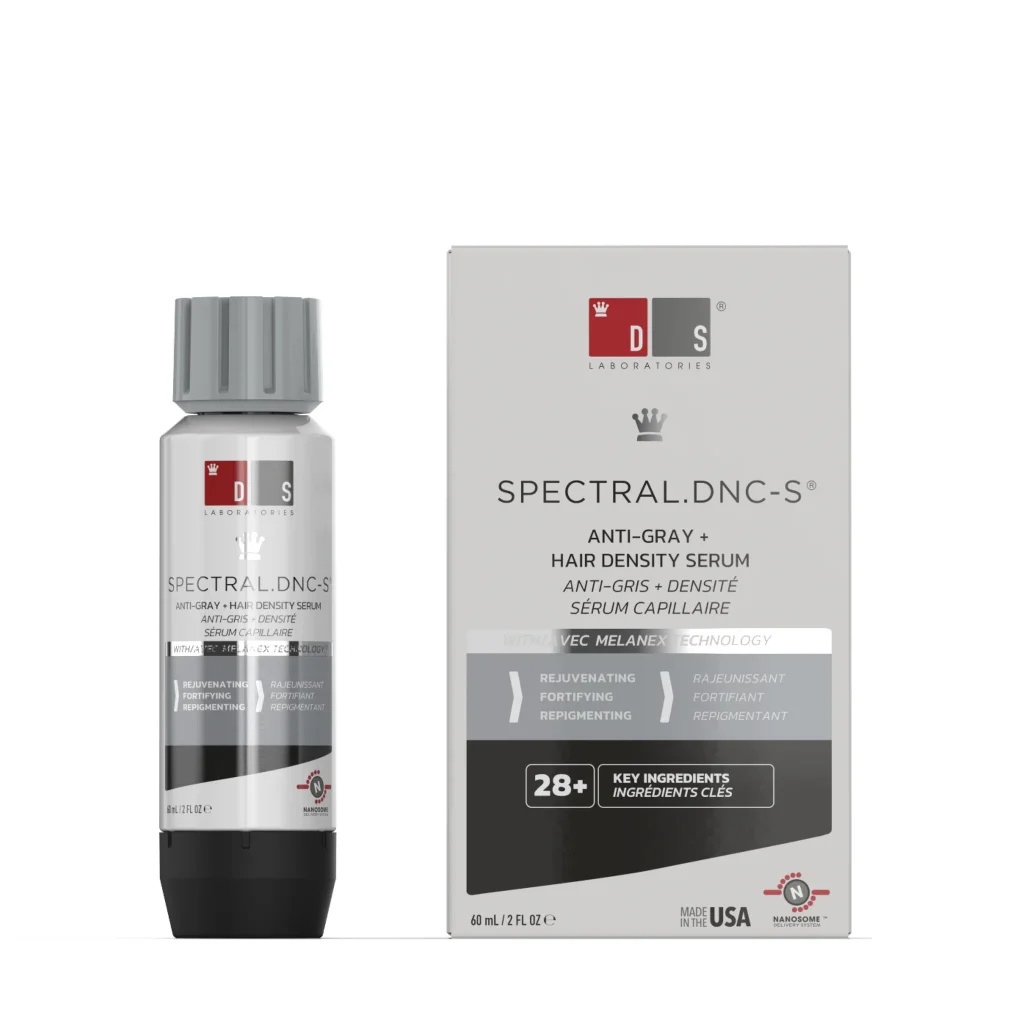 Spectral.DNC-S® de DS Labs: sérum anticaída y anti-canas con Nanoxidil® y Melanex® que estimula crecimiento, densidad, fuerza y brillo del cabello.