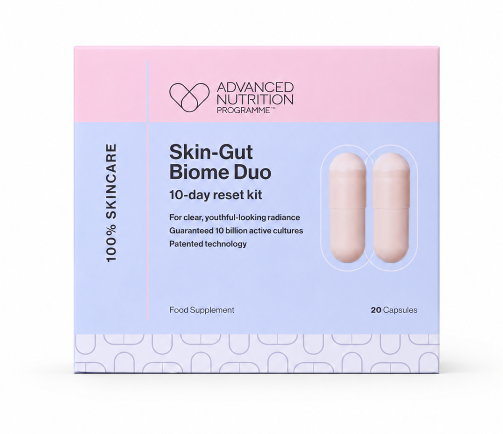 ANP Skin-Gut Biome Duo, kit de 10 días con Skin Clear Biome y Skin Youth Biome para apoyar microbioma, barrera cutánea, luminosidad y salud de la piel.