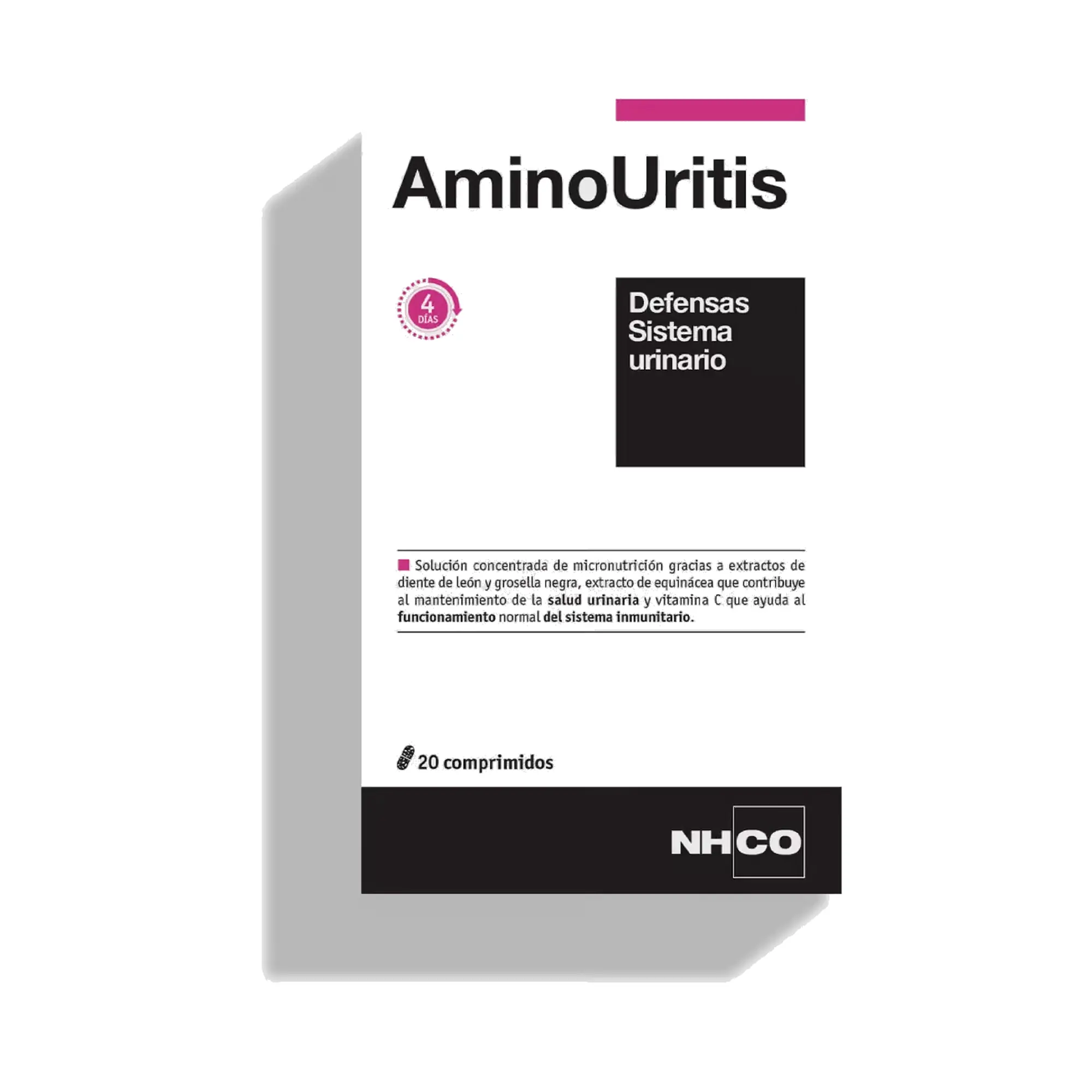 NHCO AminoUritis con D-manosa, arándano rojo, equinácea y vitamina C ayuda a mantener el bienestar de las vías urinarias y las defensas naturales.